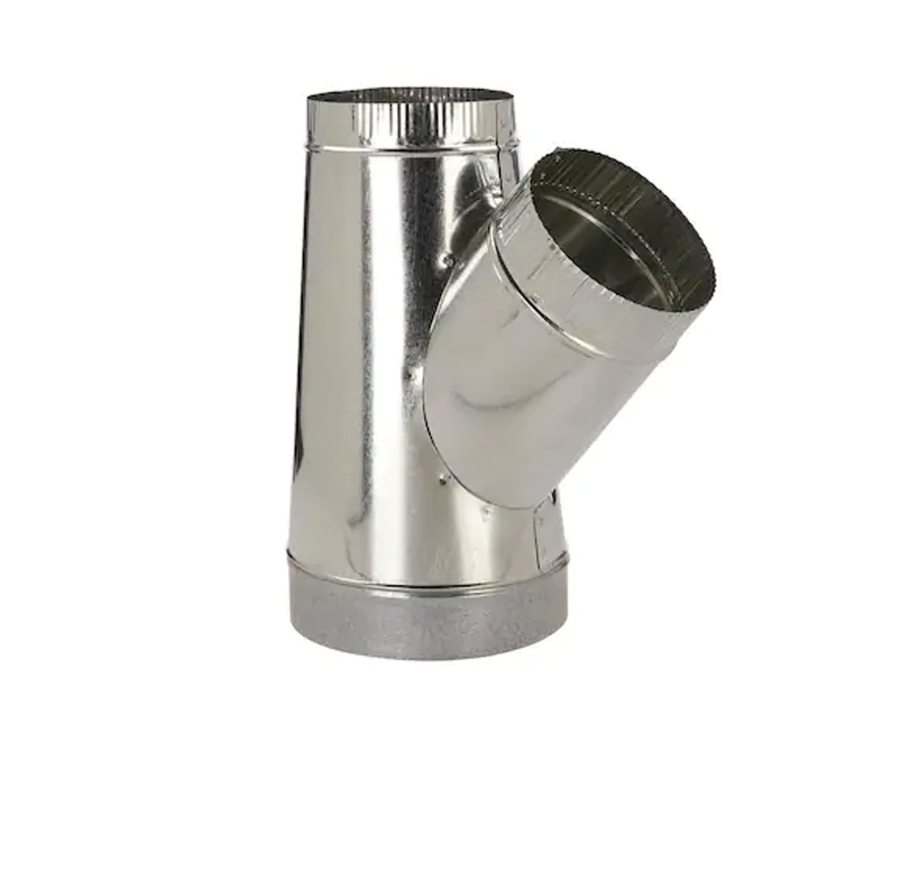 4" x 4" x 4" Wye Fitting Round Duct Connector Galvanized Steel HVAC Vent
